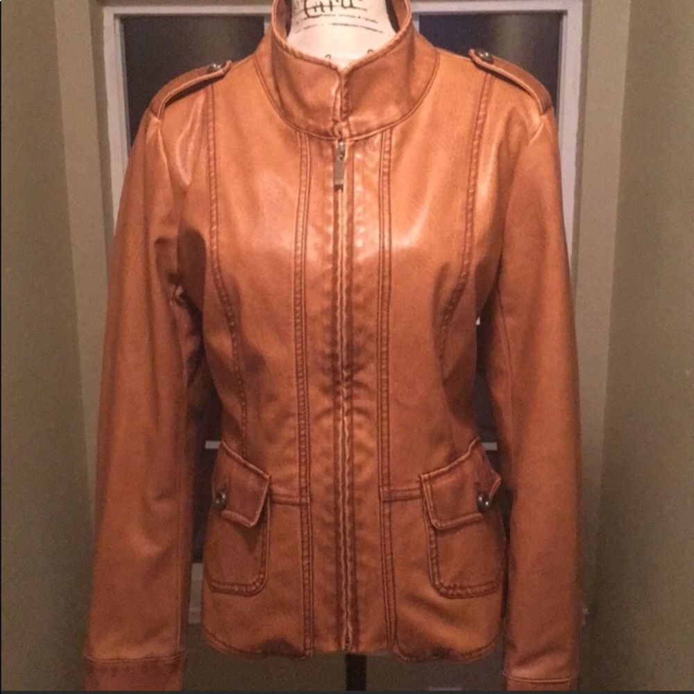 Frida G London vegan distressed leather coat L